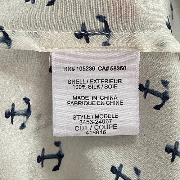 Joie silks sleeveless white top with anchor print size XXS - Picture 4 of 5